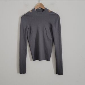 Helmut Lang Grey Ribbed Ring Mock Neck Sweater